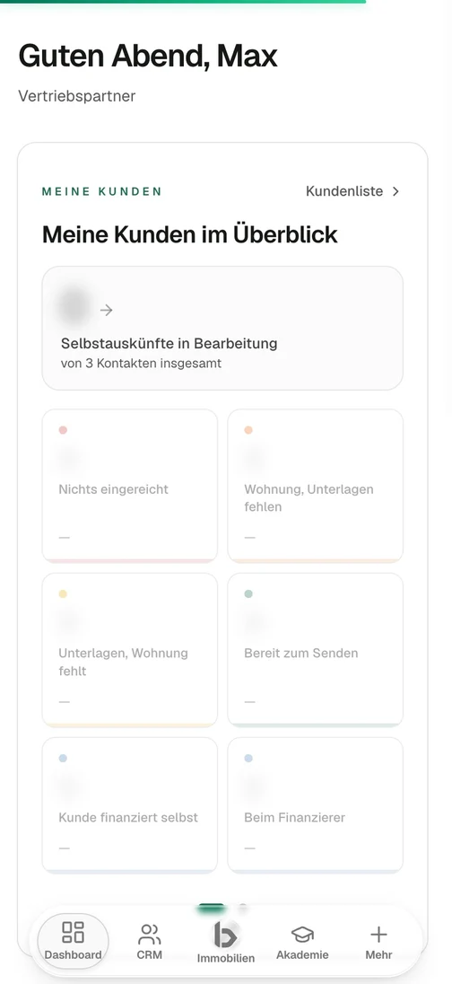 Mobile blackestate-Ansicht: Überblick